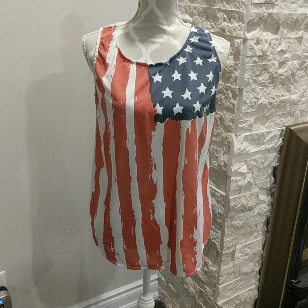 American flag sheer tank top
